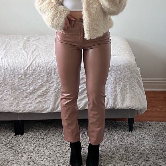 Abercrombie & Fitch Pants - Abercrombie curve love high rise 90s straight leather pants